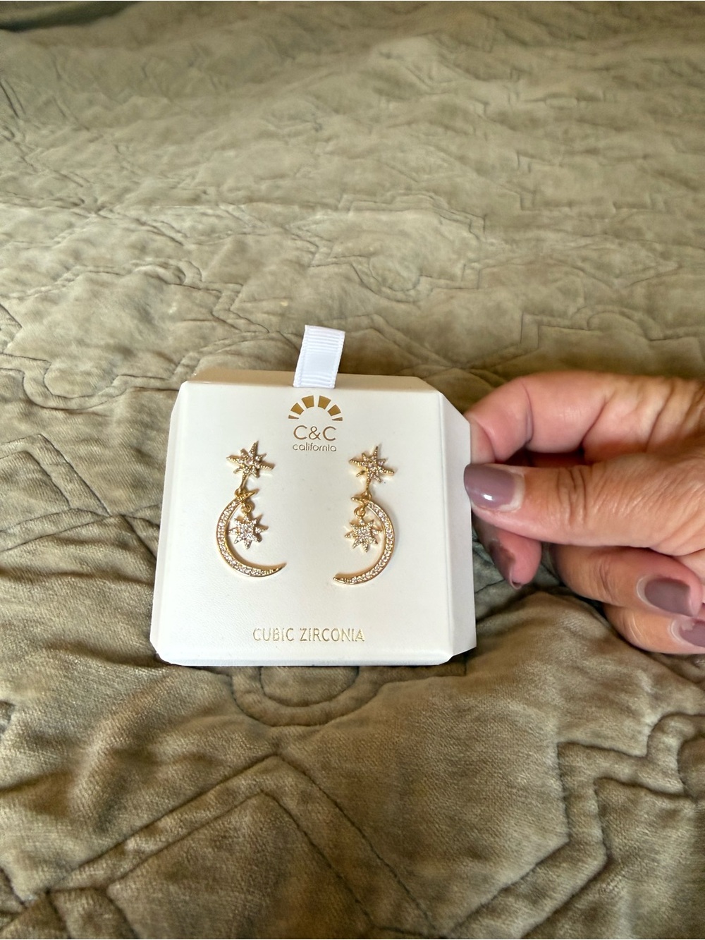 C&C California Gold Moon & Star Drop Earrings with Cubic Zirconia